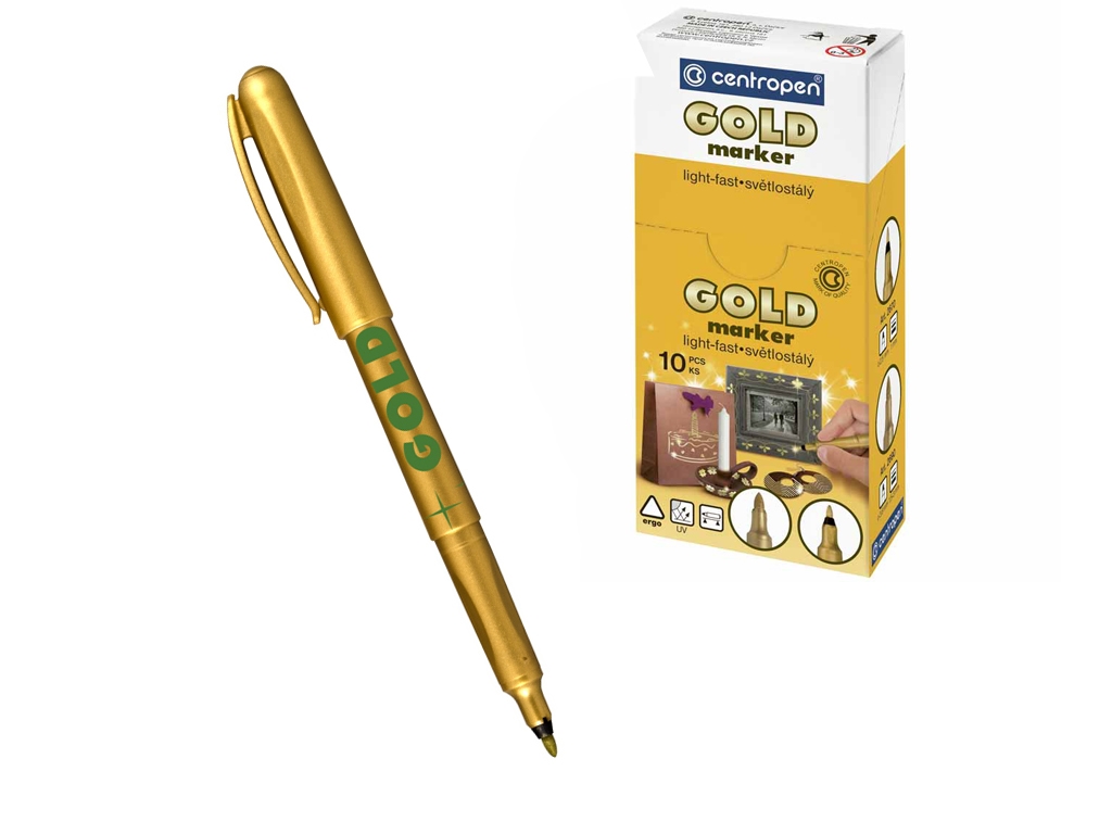 Маркер Gold золотой 1 мм, для декоративного чертежа, Centropen