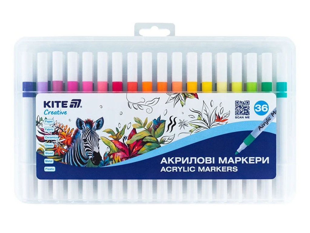 Маркери акрилові Creative 36 кольорів, Kite