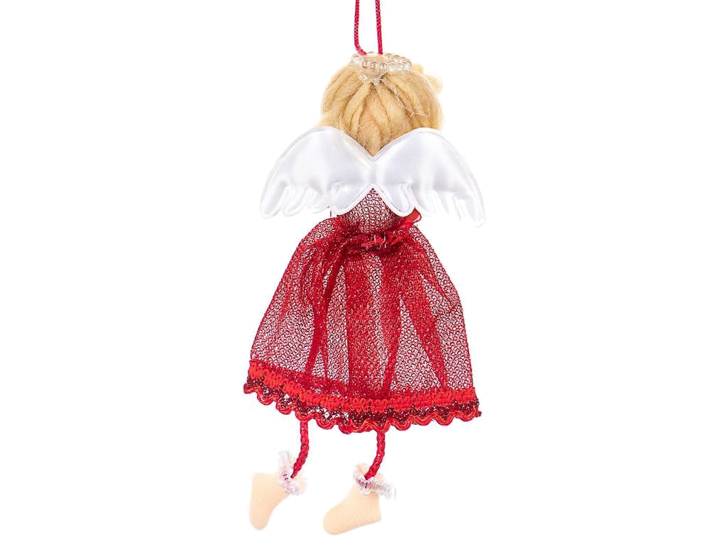 Мягкая новогодняя игрушка Ангелочек, Красная юбка, 0541J