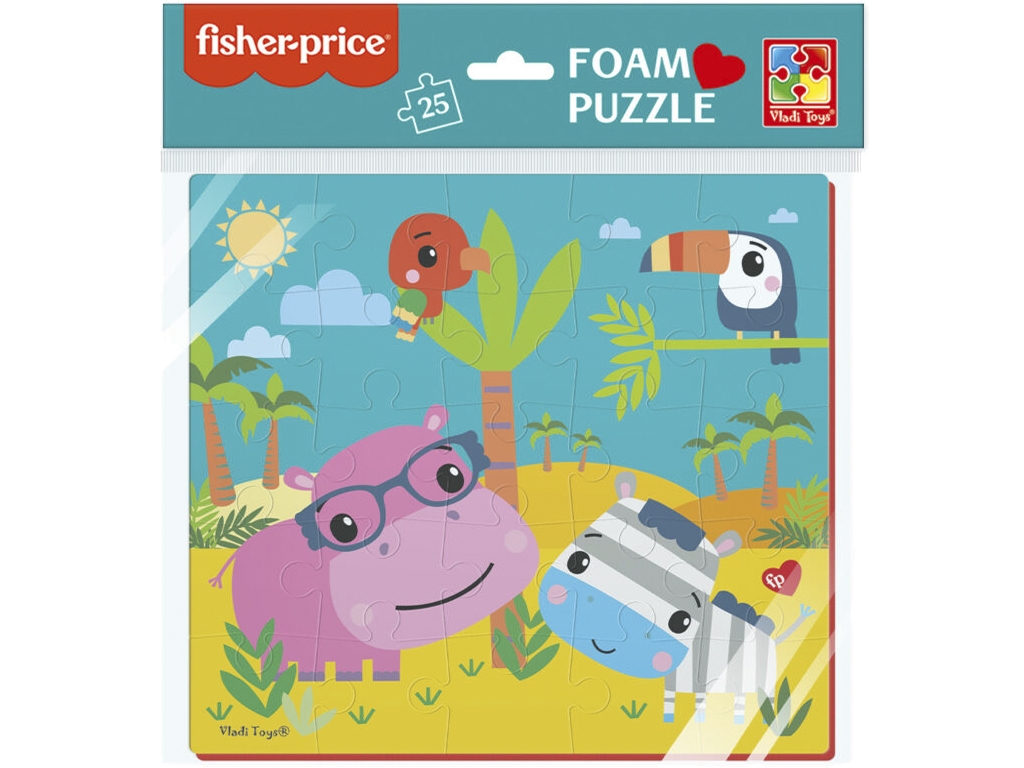 Мягкие пазлы 22х23 Fisher Price, Бегемот и зебра, Vladi Toys