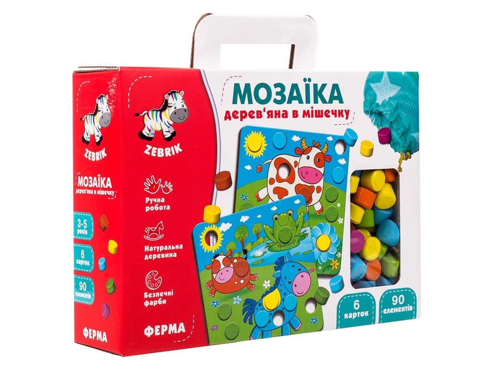 Мозаика деревянная ферма, подбор по цвету и счету, Vladi Toys