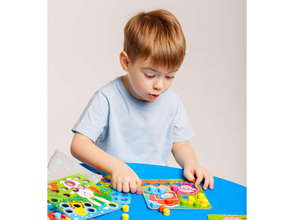 Мозаика деревянная ферма, подбор по цвету и счету, Vladi Toys