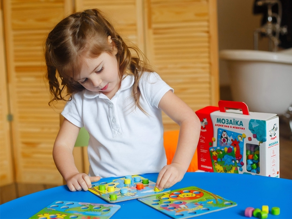 Мозаика деревянный зоопарк, подбор по цвету и счету, Vladi Toys