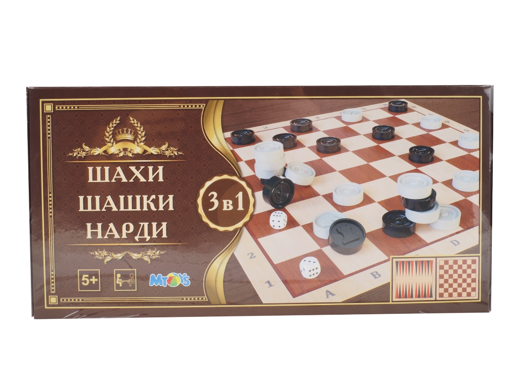 Набір настільний 3в1 шахи шашки нарди M.Toys S0003, 30 см, двостороннє поле