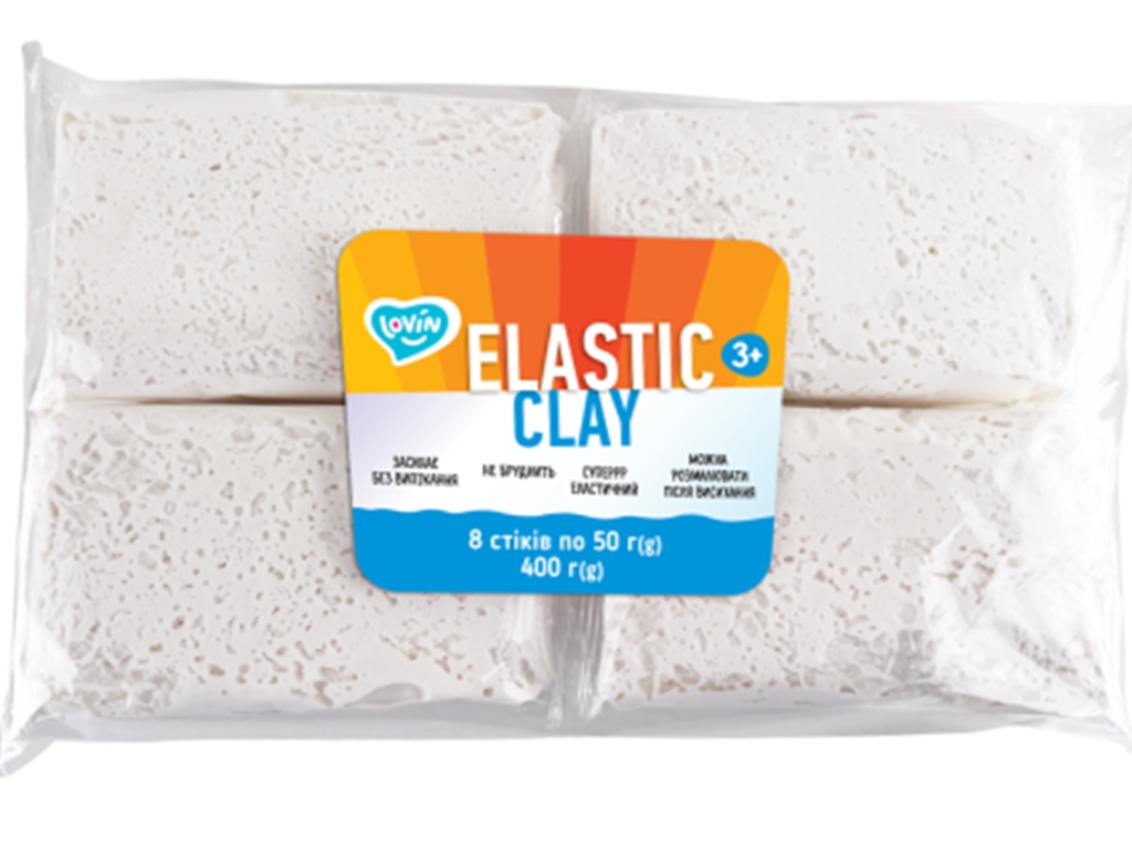 Набір для ліплення з повітряним пластиліном 400 гр. Elastic Clay white. TM LOVIN'DO 70165