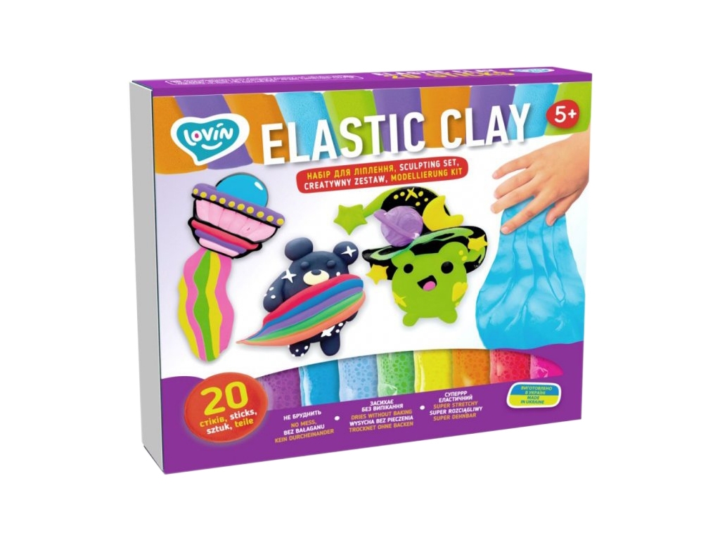 Набір для ліплення з повітряним пластиліном Elastic Clay 20 sticks. TM LOVIN'DO 70140