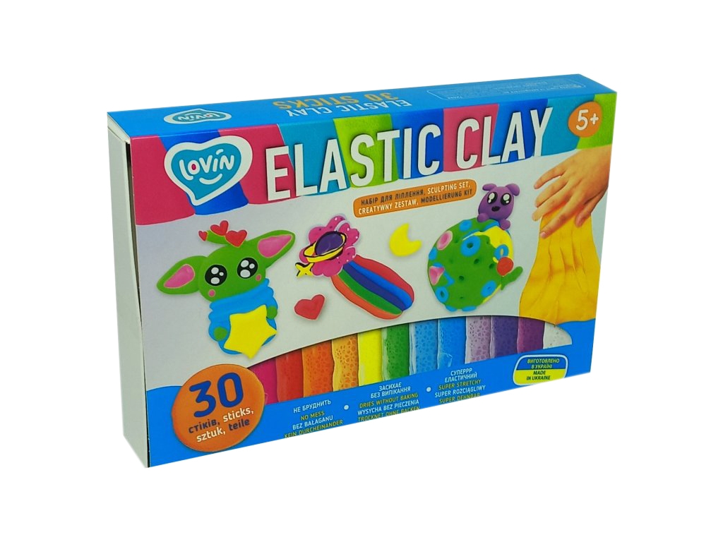 Набір для ліплення з повітряним пластиліном Elastic Clay 30 sticks. TM LOVIN'DO 70141