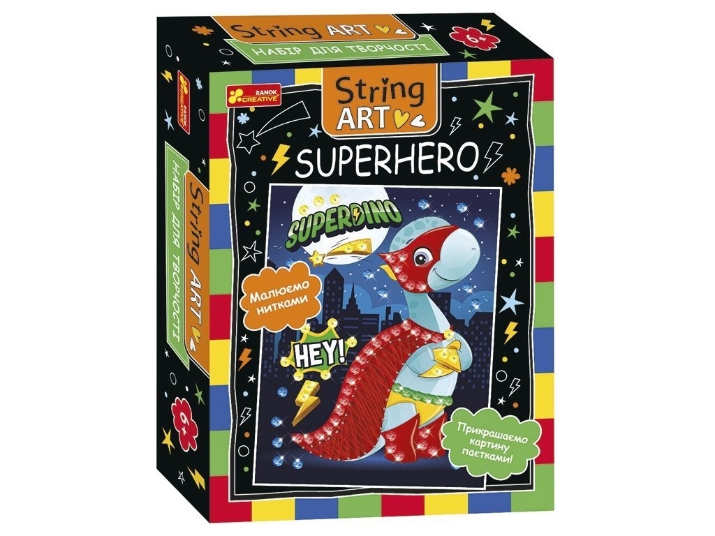 Набор для творчества стринг-арт Superhero, создание картины нитями, Ranok Creative
