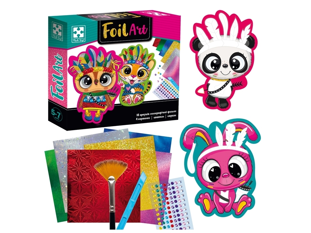 Набор для творчества Foil Art, Безумные индейцы, Vladi Toys VT4433-09 (укр)