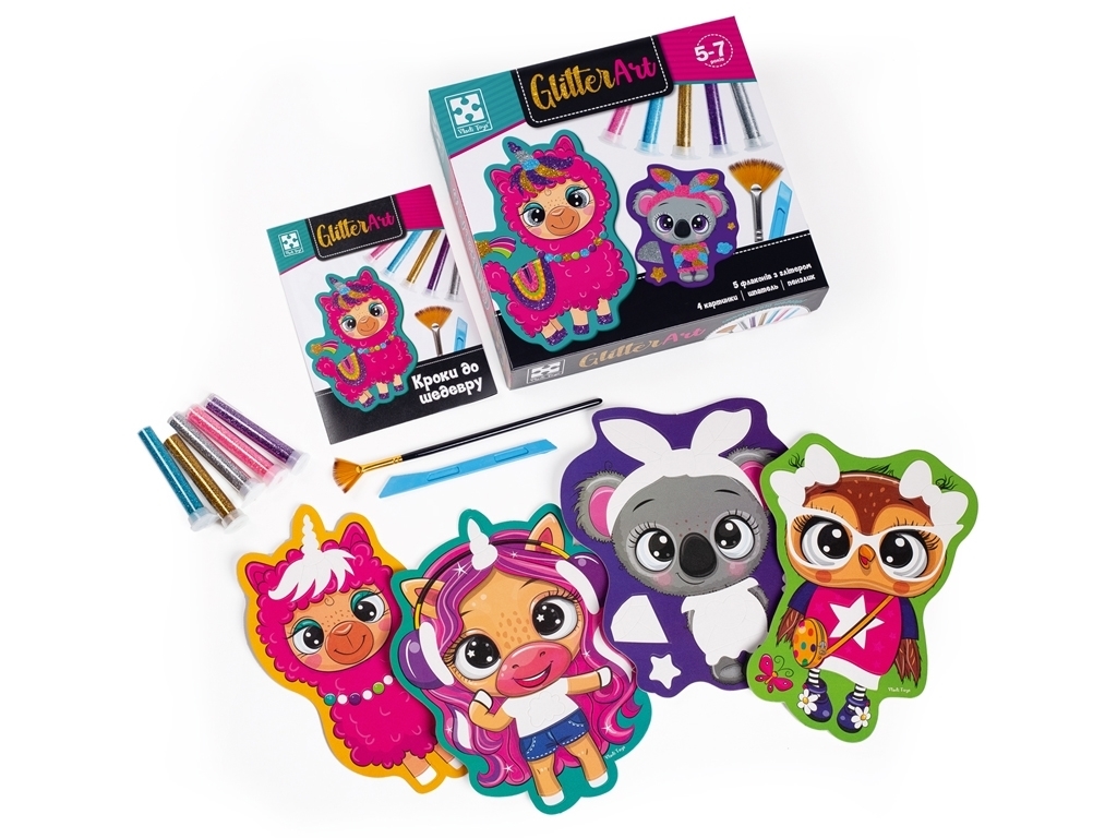 Набор для творчества картины из глитера Блестящие зверьки, Vladi Toys VT4501-11
