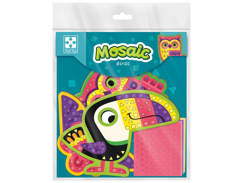 Набор для творчества мягкая мозаика Птицы, создание аппликации, Vladi Toys