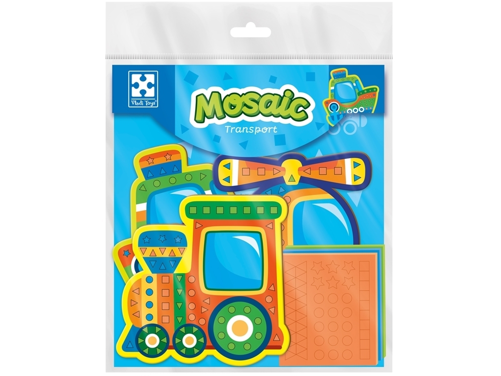 Набор для творчества мягкая мозаика Транспорт, создание аппликации, Vladi Toys