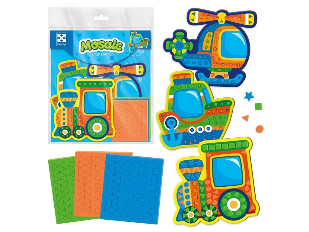 Набор для творчества мягкая мозаика Транспорт, создание аппликации, Vladi Toys