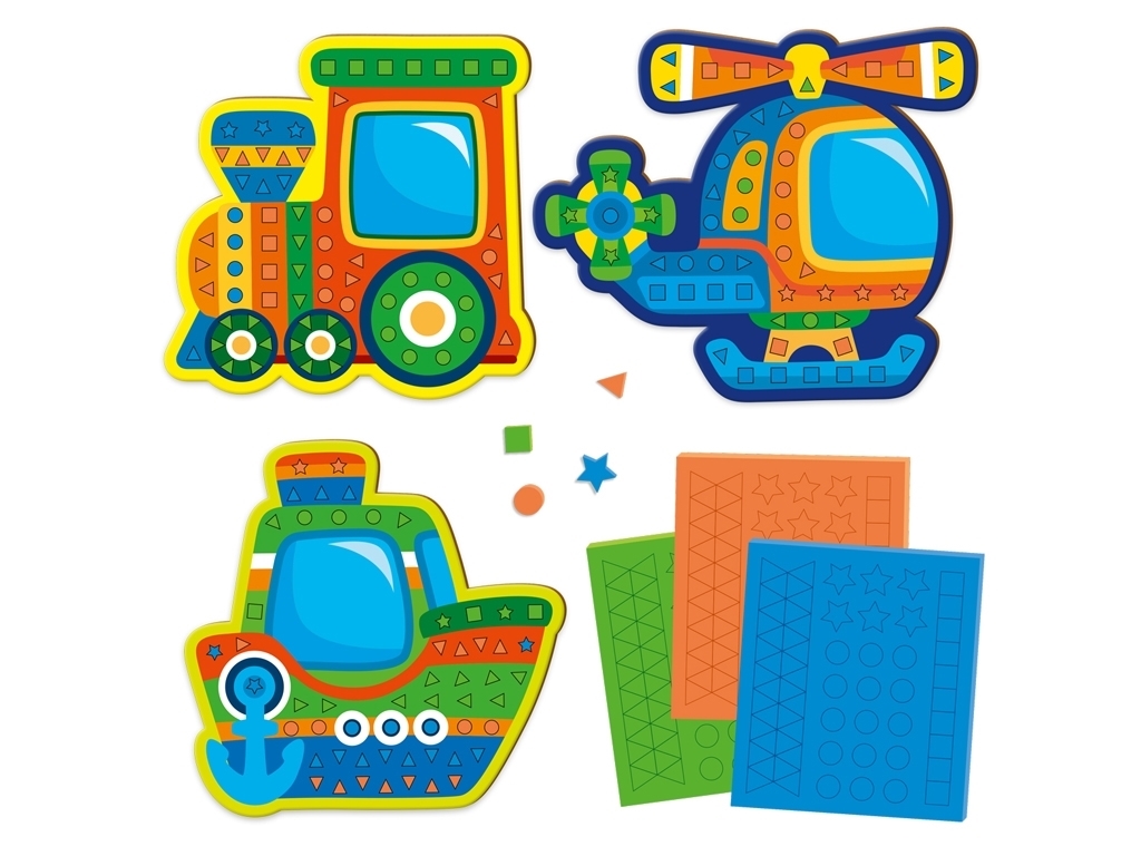 Набор для творчества мягкая мозаика Транспорт, создание аппликации, Vladi Toys