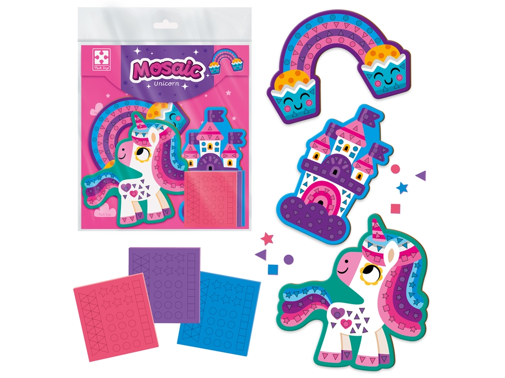 Набор для творчества мягкая мозаика Единорог, создание аппликации, Vladi Toys