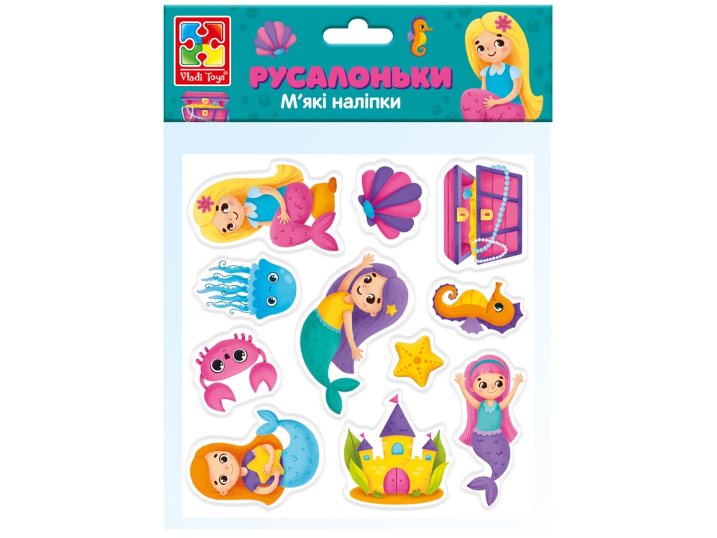 Набор для творчества, Мягкие наклейки, Русалочки, Vladi Toys