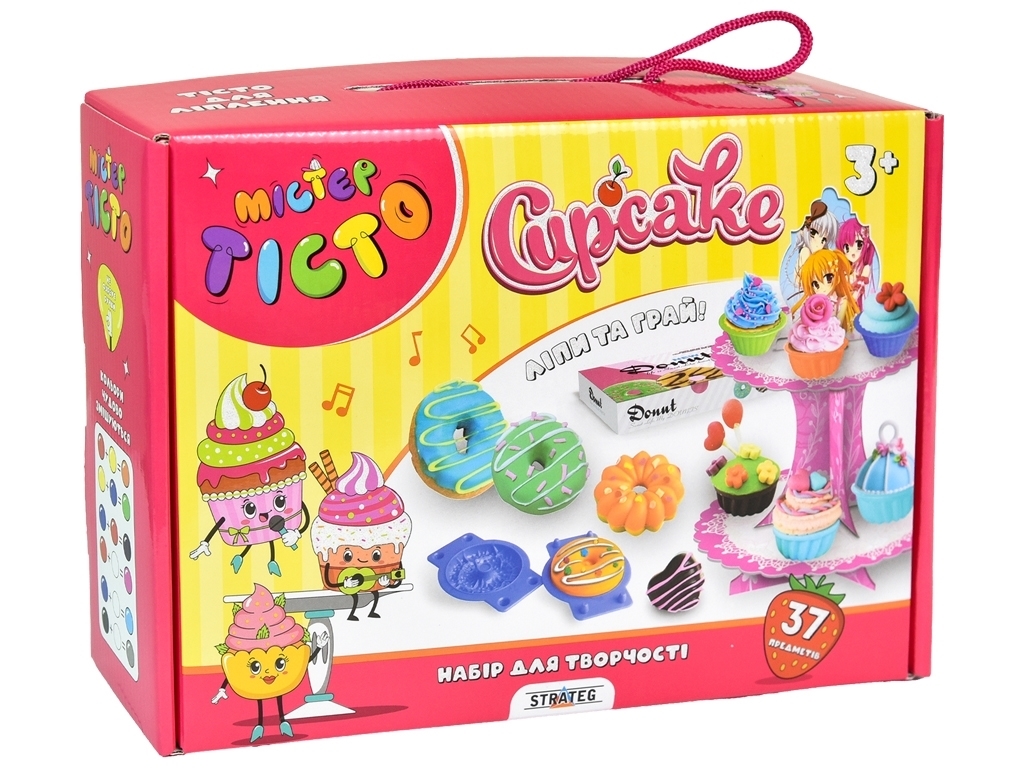 Набір для творчості тісто для ліплення Mister Tisto Cupcake, з формами та стендом, Strateg