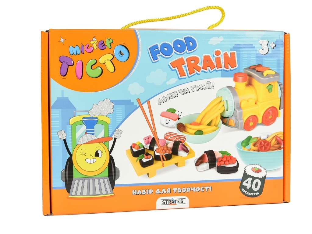 Набір для творчості тісто для ліплення Mister Tisto Food Train, з формами та поїздом, Strateg