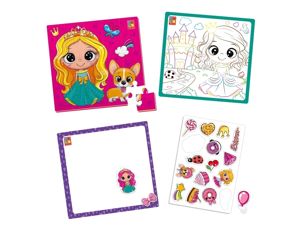 Набор для творчества 4 в 1 Принцессы, 24×22×2 см, для декорирования, Vladi Toys