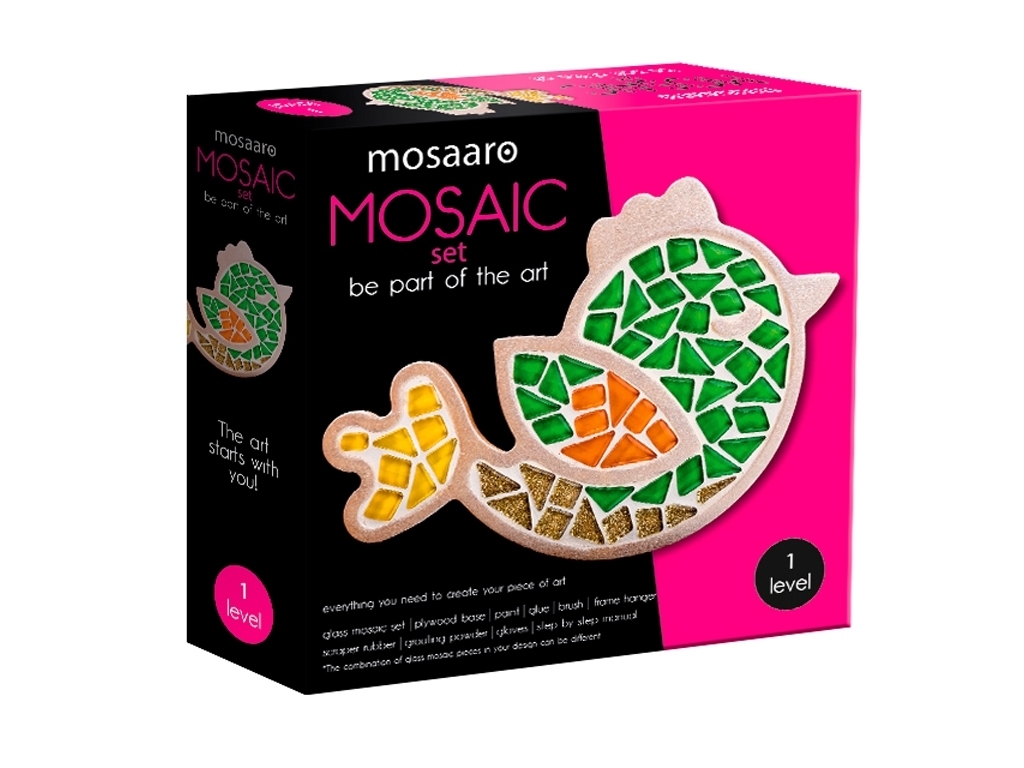 Набор для творчества стеклянная мозаика Птичка, декор мозаики, Mosaaaro