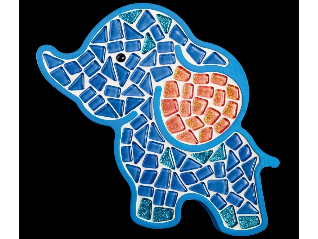 Мозаика стеклянная Слоник, ручная сборка, Mosaaaro