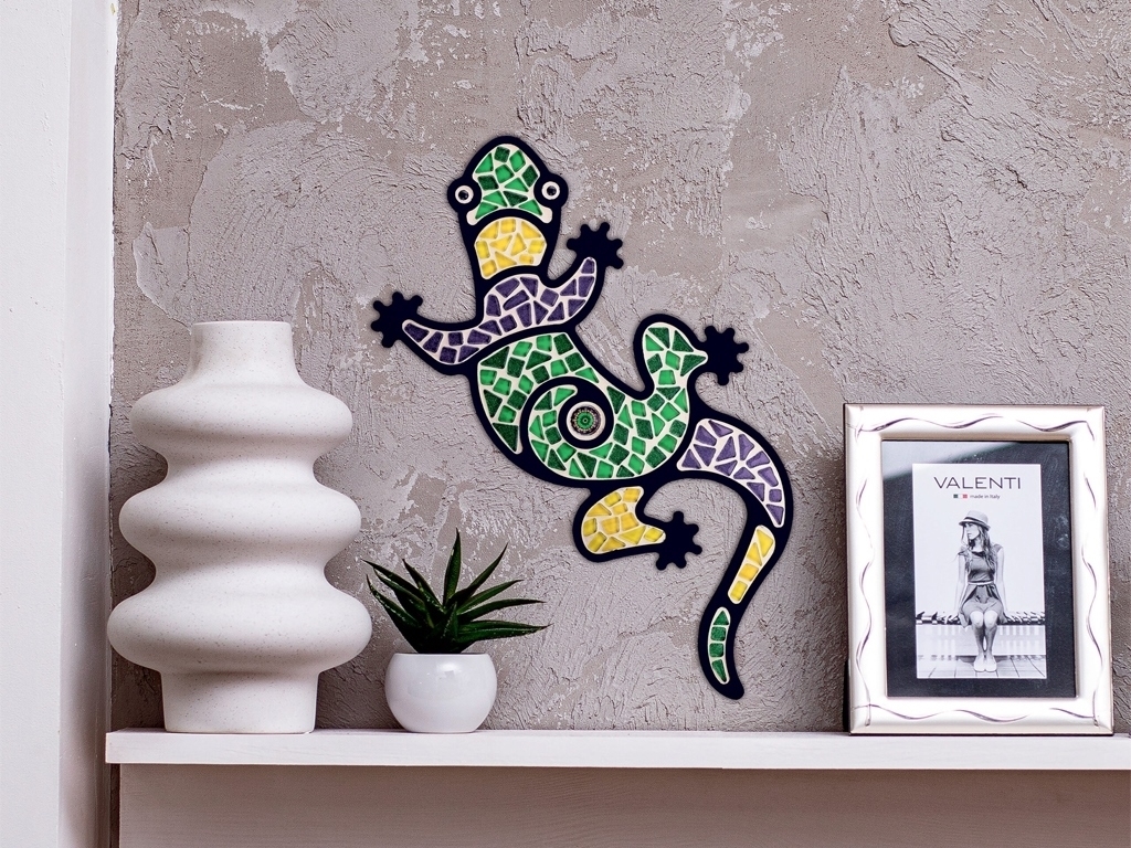 Мозаїка скляна Ящірка, викладання з елементів, Mosaaaro