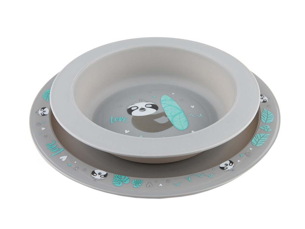 Набор посуды из 2х элементов EXOTIC ANIMALS серый. Canpol Babies 56/523_grey