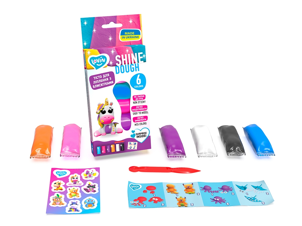 Набір тесту для ліплення Shine Assorted. ТМ LOVIN'DO 41198. 6 кольорів.