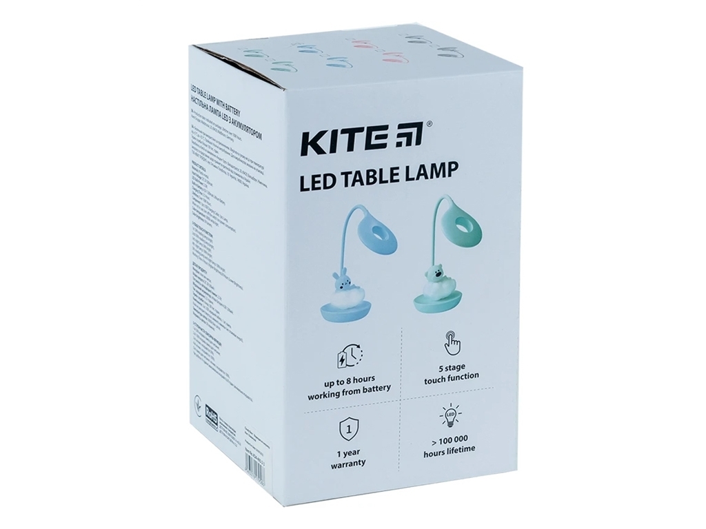 Настільна лампа біла LED з акумулятором Cloudy Bunny, Kite