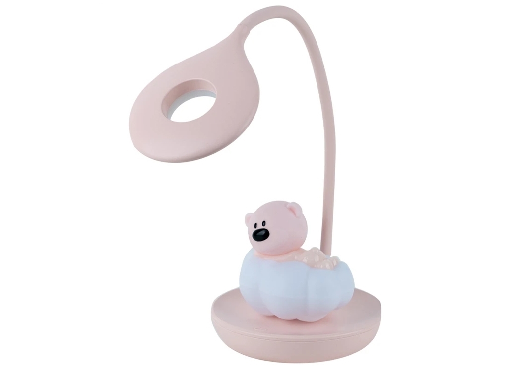 Настольная лампа розовая LED с аккумулятором Cloudy Bear, Kite