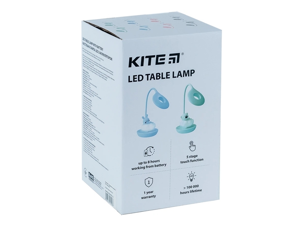 Настольная лампа розовая LED с аккумулятором Cloudy Bear, Kite