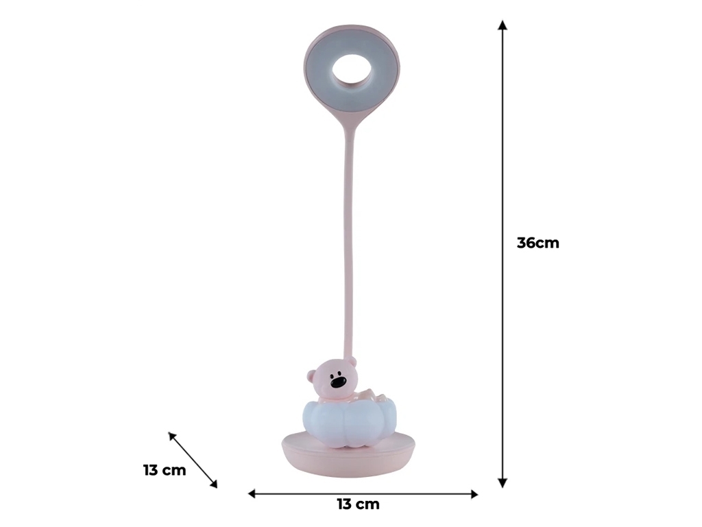 Настольная лампа розовая LED с аккумулятором Cloudy Bear, Kite