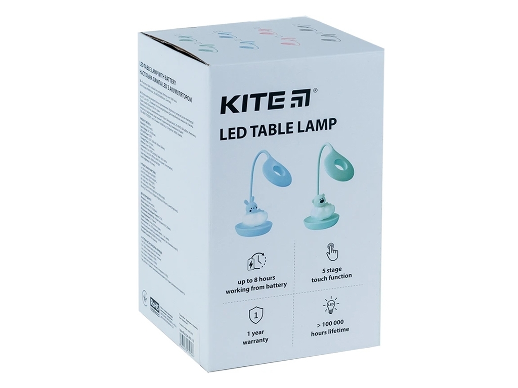 Настольная лампа зеленая LED с аккумулятором Cloudy Bunny, Kite