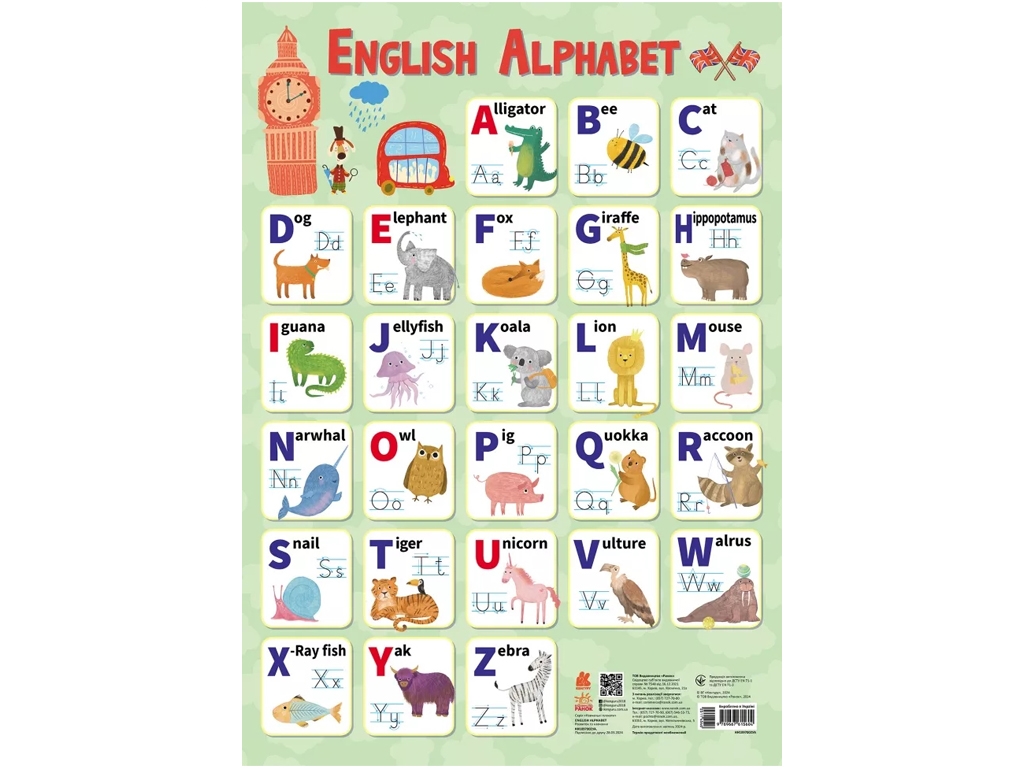 Навчальний плакат “English Alphabet”, Кенгуру