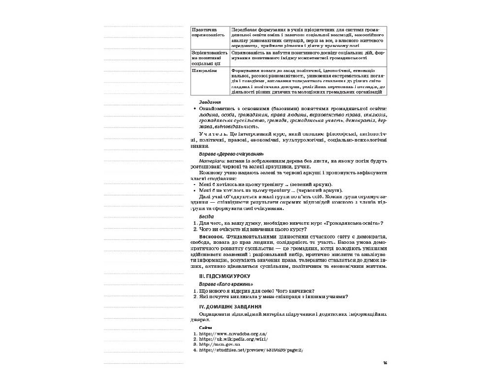Посібник "Громадянська освіта. Інтегрований курс. 10 клас I семестр", Л. І. Валентій, Основа