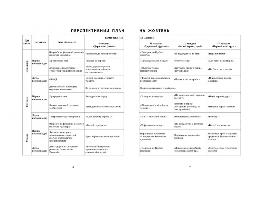 Посібник «Розгорнутий календарний план Жовтень. Молодший вік», 3-4 р., С. М. Ванжа