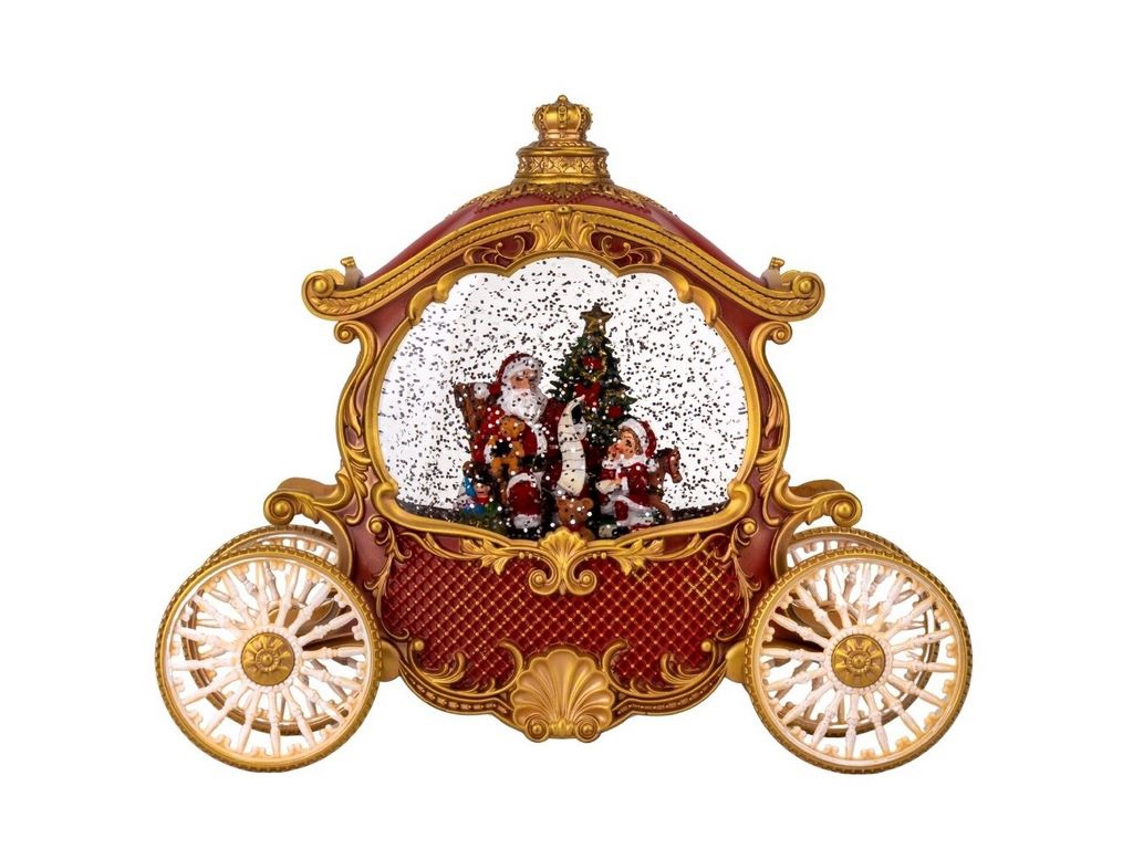 Новогодний фонарь Карета с Сантой 26 см, 9152-010