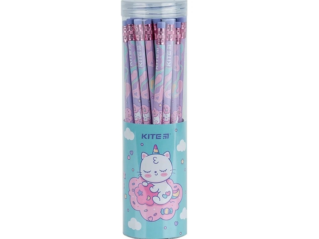 Карандаш графитный с резинкой Rainbow Catcorn, Kite