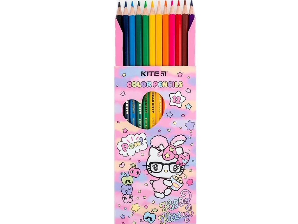 Олівці кольорові Hello Kitty 12 шт, Kite