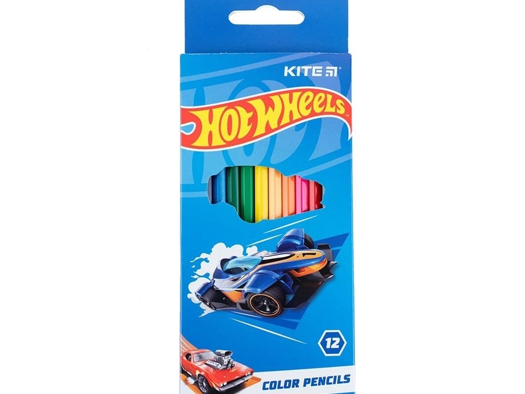 Карандаши цветные Hot Wheels 12 шт, Kite