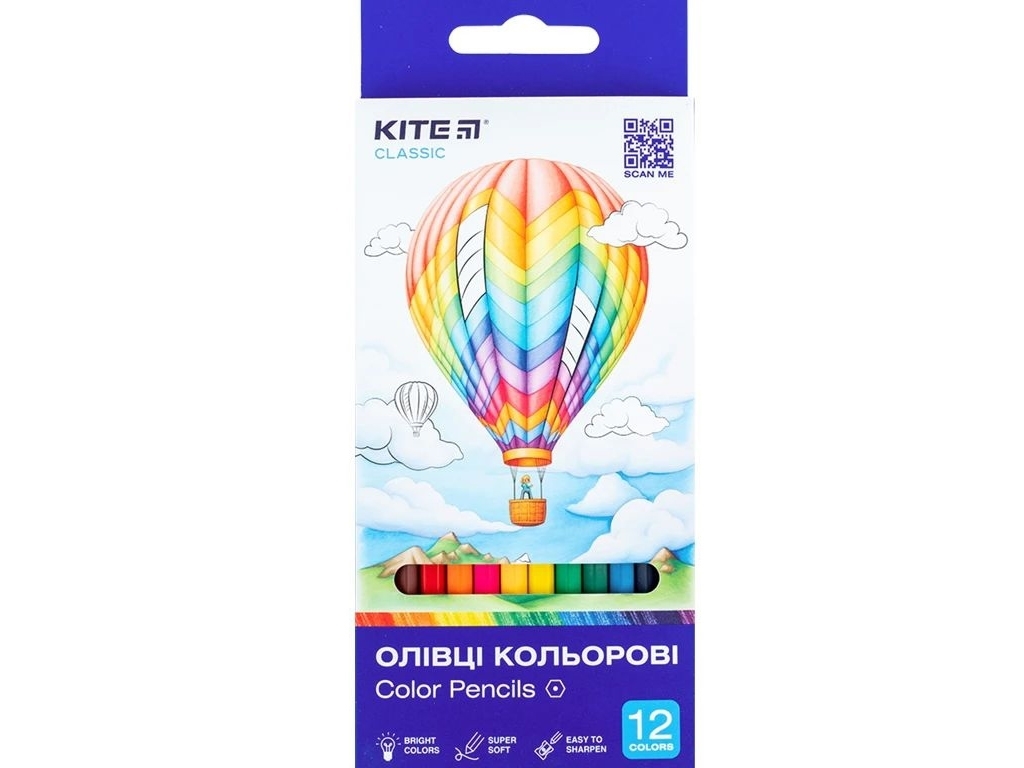 Олівці кольорові Classic 12 шт, Kite