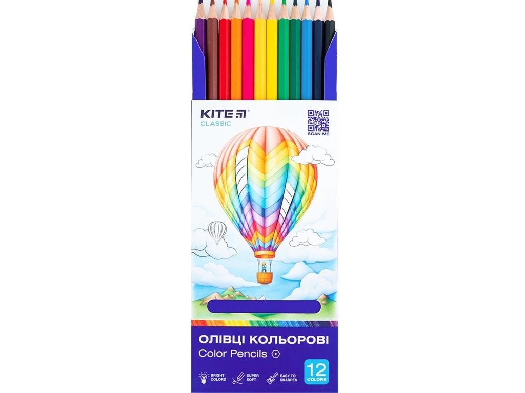 Олівці кольорові Classic 12 шт, Kite