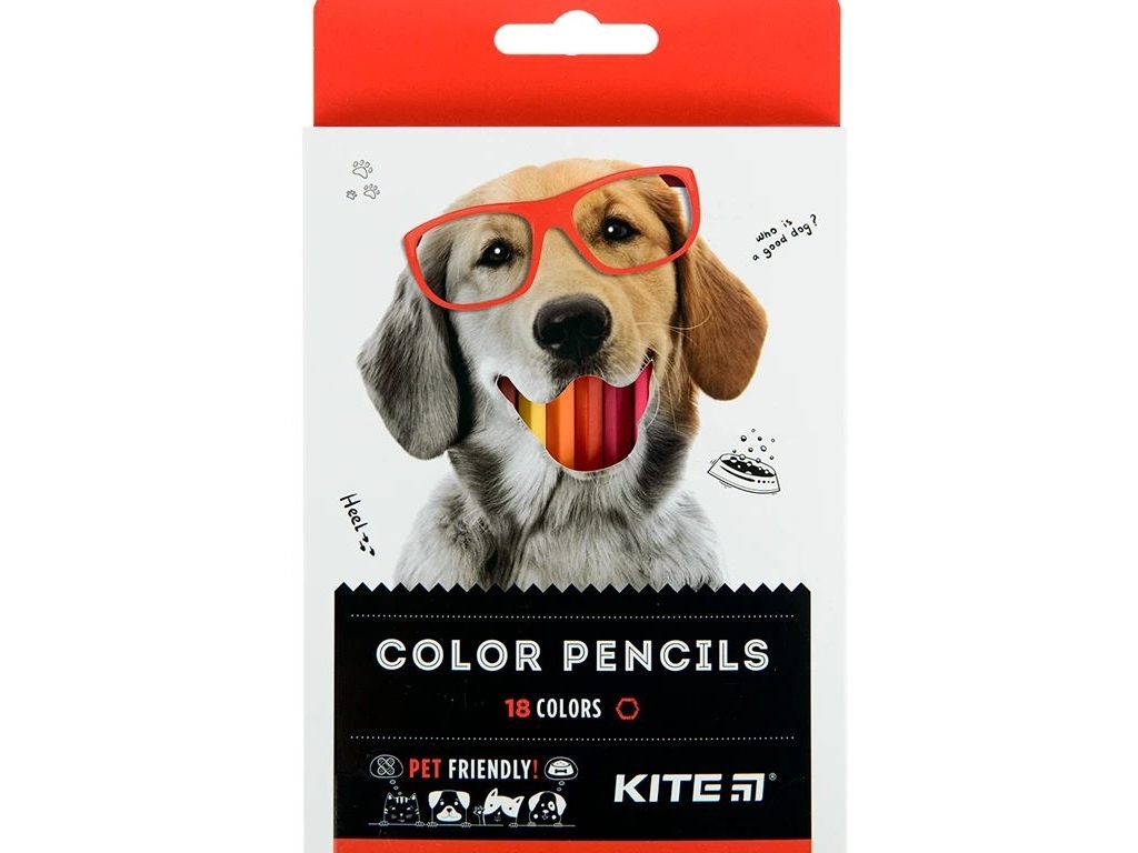 Карандаши цветные Dogs 18 шт, Kite