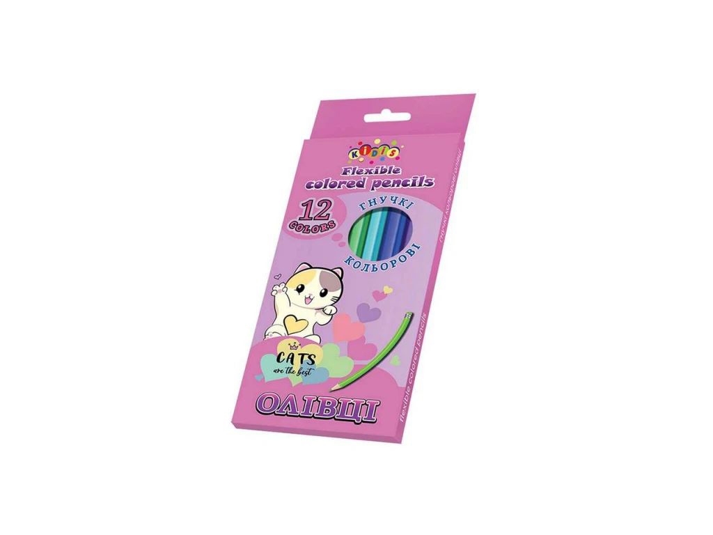 Карандаши пластиковые цветные Cats are the best 12 цветов, KIDIS 9166
