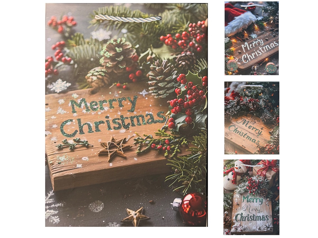 Пакет новорічний паперовий L Merry Christmas 31х42х11см, R32963-L