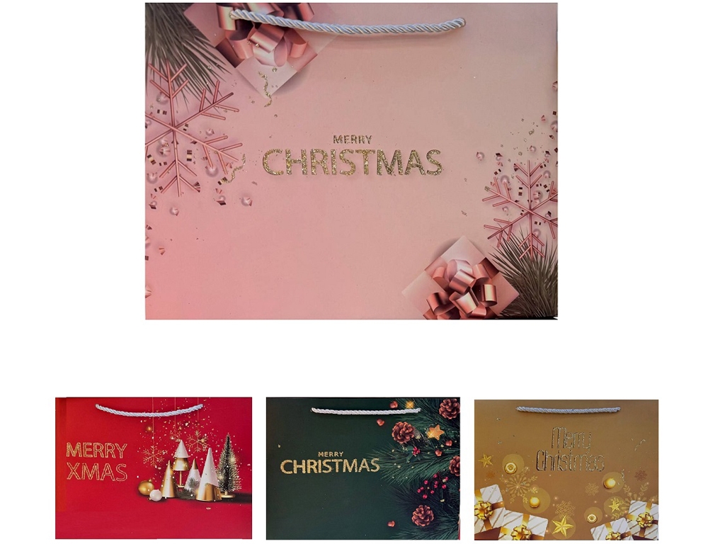 Пакет новогодний бумажный S Merry Christmas 20х25х9,5см, R32984-S