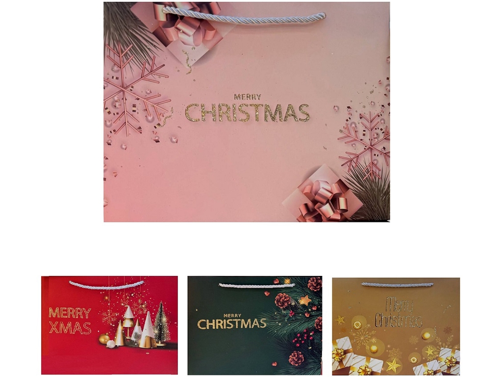 Пакет новорічний паперовий XS Merry Christmas 20х9,5х15см, R32984-XS