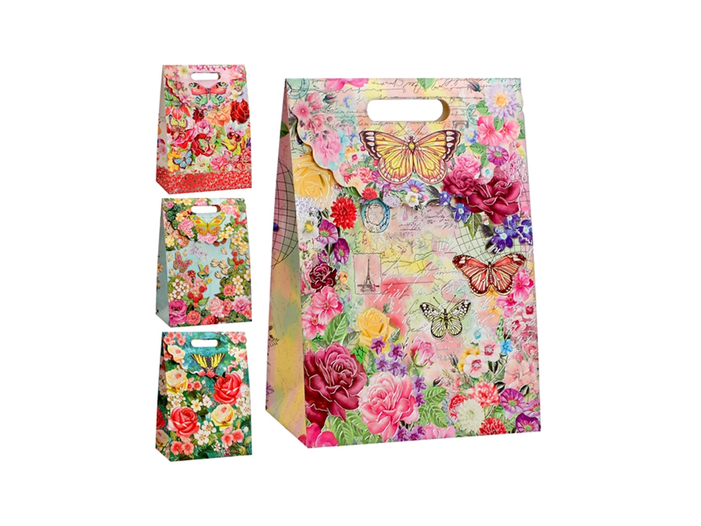 Пакет-сумка подарочная бумажная S Shining flowers 19х26,5х9 см, YM01038-S