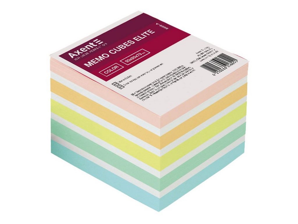 Бумага для заметок непроклеенная Elite Color 90х90х70мм. Axent 8028-A