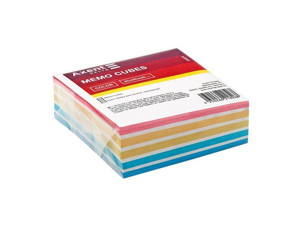 Папір для нотаток проклеєний COLOR 90х90х30мм. Axent Delta D8024